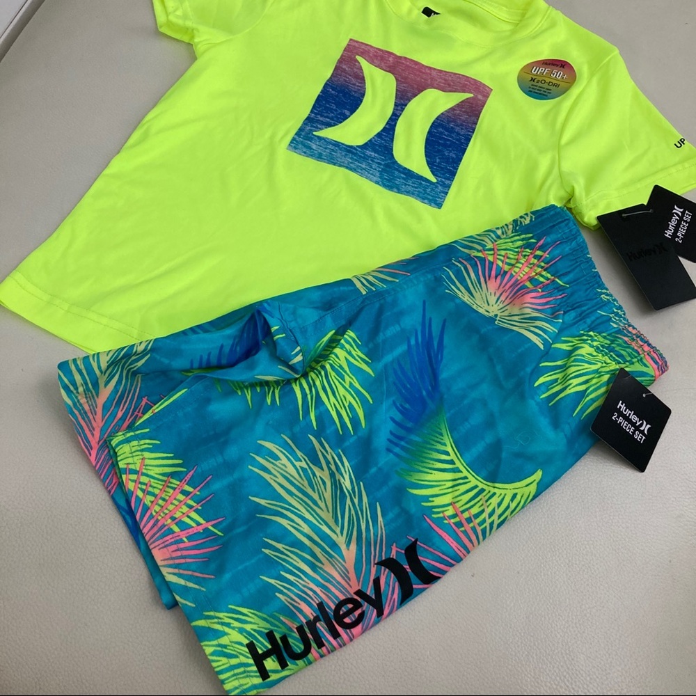 Hurley cute neon palm beach UPF50+ active shorts set 4061 - Picture 4 of 10